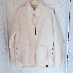 Cream ladies sweatshirt zipper jacket size large with pockets
